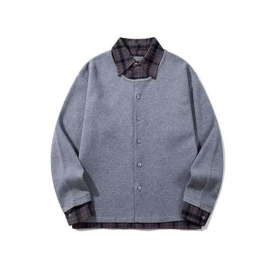 Herren Karierter Flanellhemd-Layer mit offenem Strickcardigan Nord Taschen
