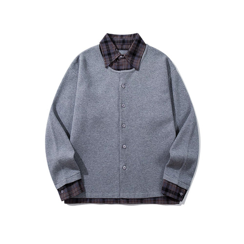 Herren Karierter Flanellhemd-Layer mit offenem Strickcardigan Nord Taschen