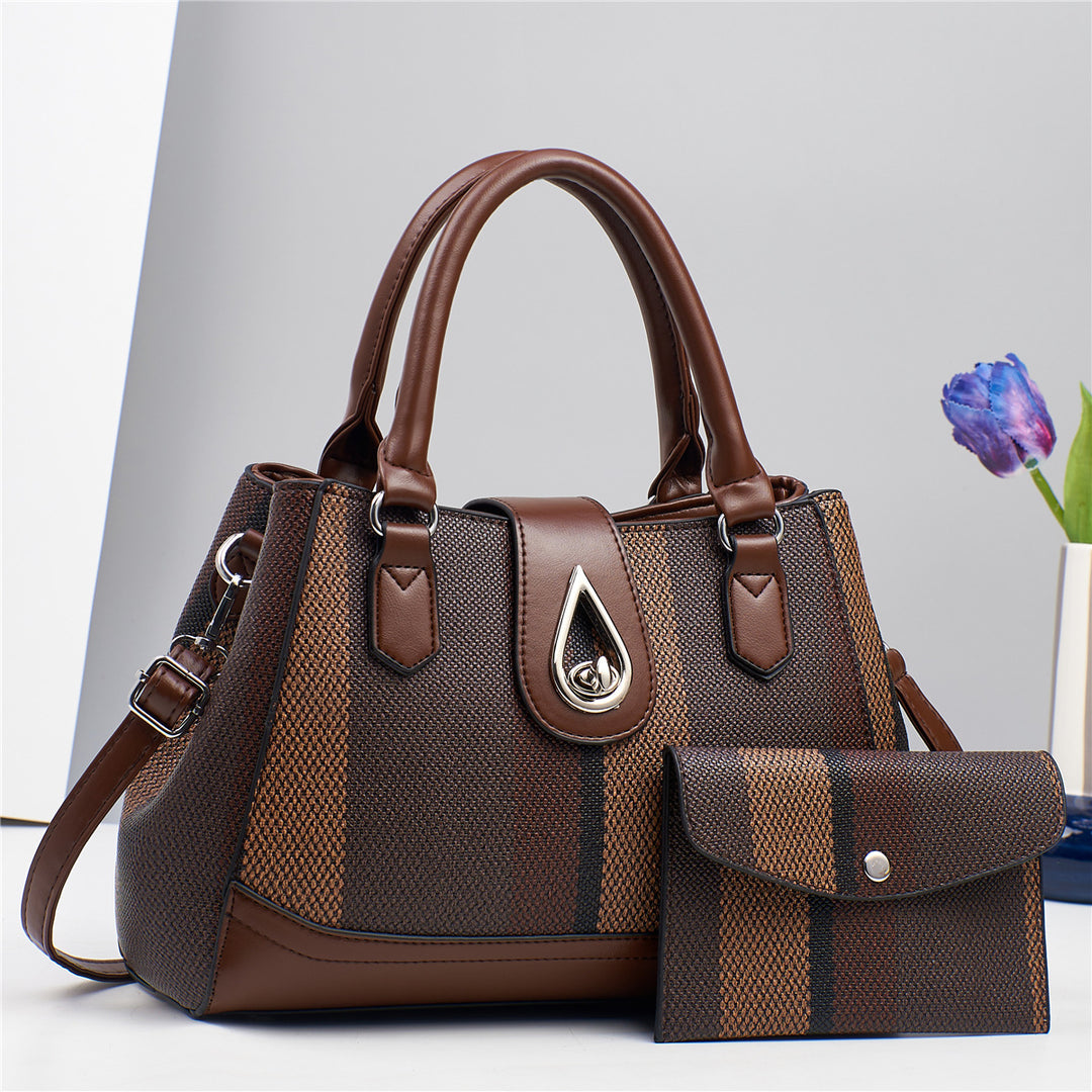 Damen hochwertige Handtasche mit luxuriösem Streifenmuster Nord Taschen