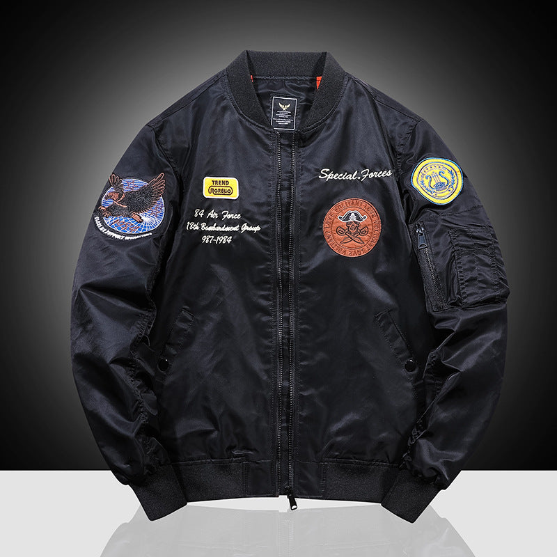 Herren Pilotenblouson im Bomberstil mit Marken-Patches, Ärmeltasche und windabweisender Außenhülle Nord Taschen