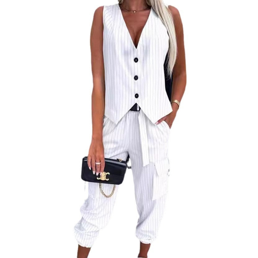 Damen Elegantes Zweiteiler-Set mit Weste und sportlichen Hosen