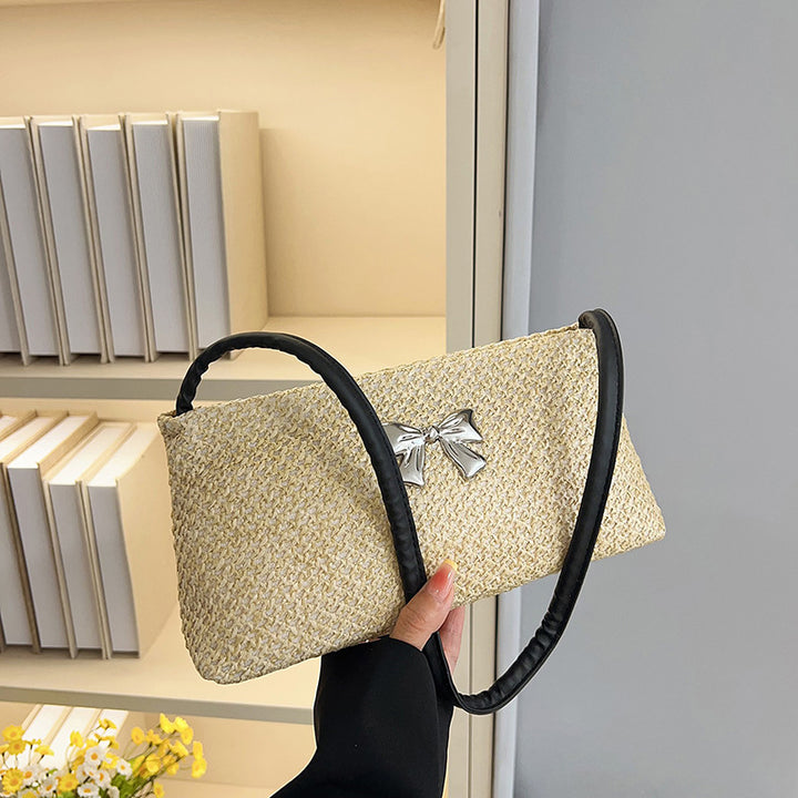 Damen Handtasche mit modischem Strukturdesign und dekorativem Schleifenakzent Nord Taschen