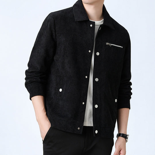 Herren Cord‑Overshirt aus Breitcord mit Druckknopf‑Front und Zipper‑Brusttasche Nord Taschen