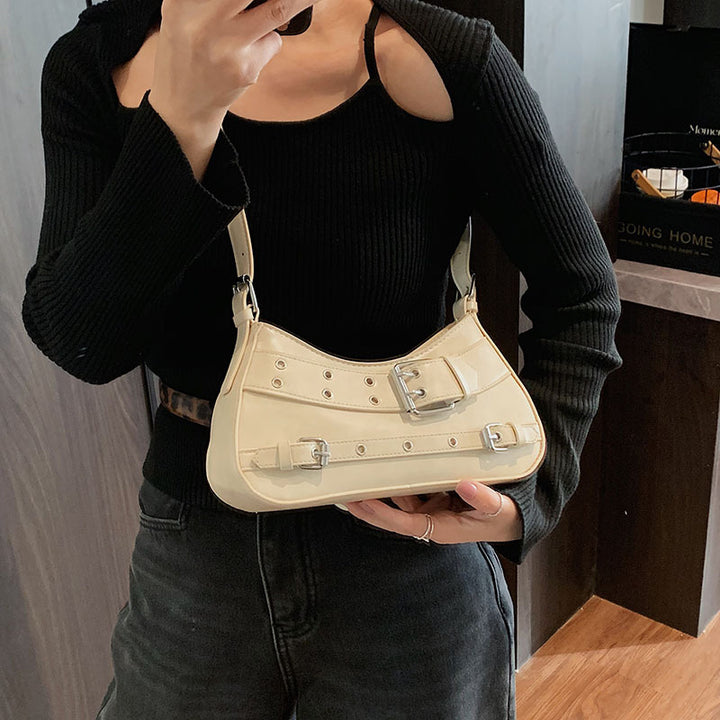 Damen Handtasche mit verstellbarem Trageriemen und dekorativen Schnallen Nord Taschen