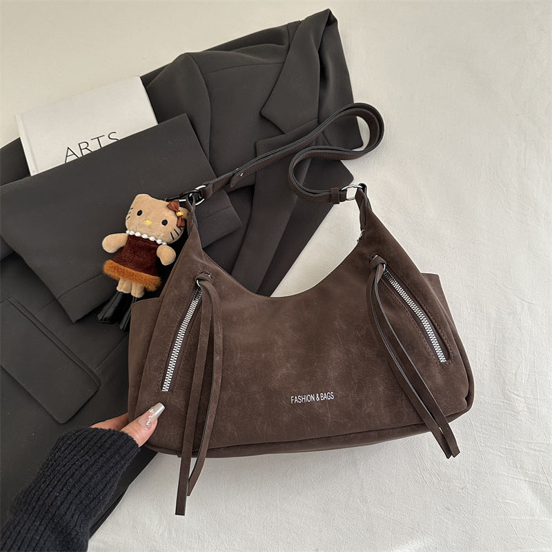 Damen modische Schultertasche mit dekorativen Reißverschlüssen Nord Taschen