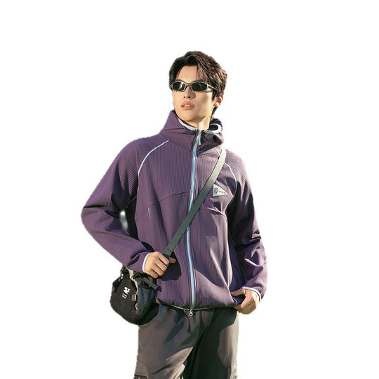 Damen Kapuzenjacke aus atmungsaktivem Waffelstrick mit oversized Schnitt und Reißverschluss Nord Taschen