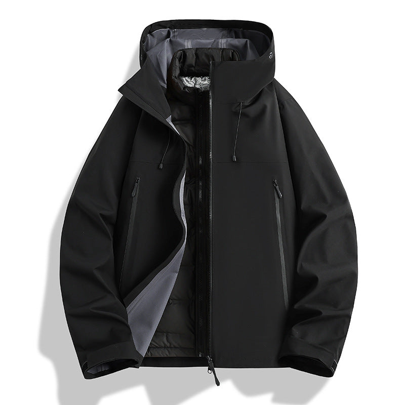 Herren Wasserdichte Softshell-Outdoorjacke mit verstellbarer Kapuze und atmungsaktiver Membran Nord Taschen