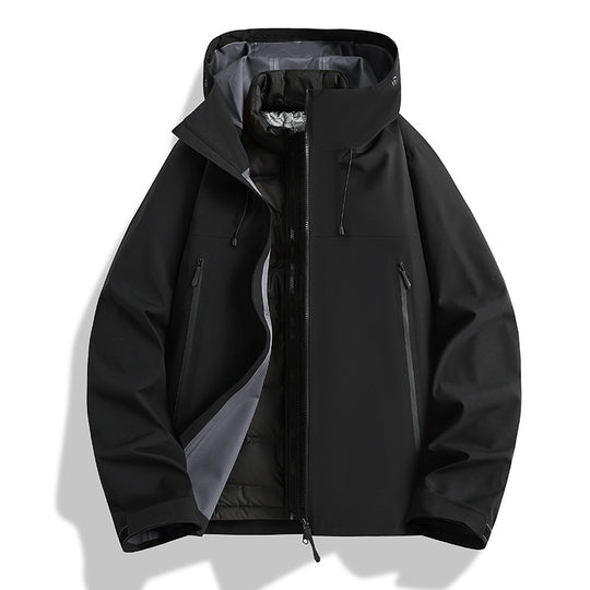 Herren Wasserdichte Softshell-Outdoorjacke mit verstellbarer Kapuze und atmungsaktiver Membran Nord Taschen