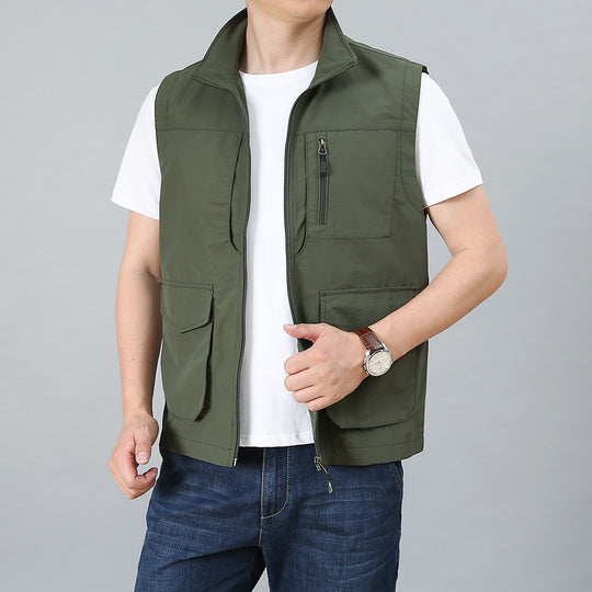 Herren Utility-Weste mit mehreren Taschen und Stehkragen Nord Taschen