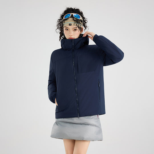 Damen Isolierte Outdoor-Steppjacke mit Kapuze, Brustpasse und elastischen Bündchen Nord Taschen