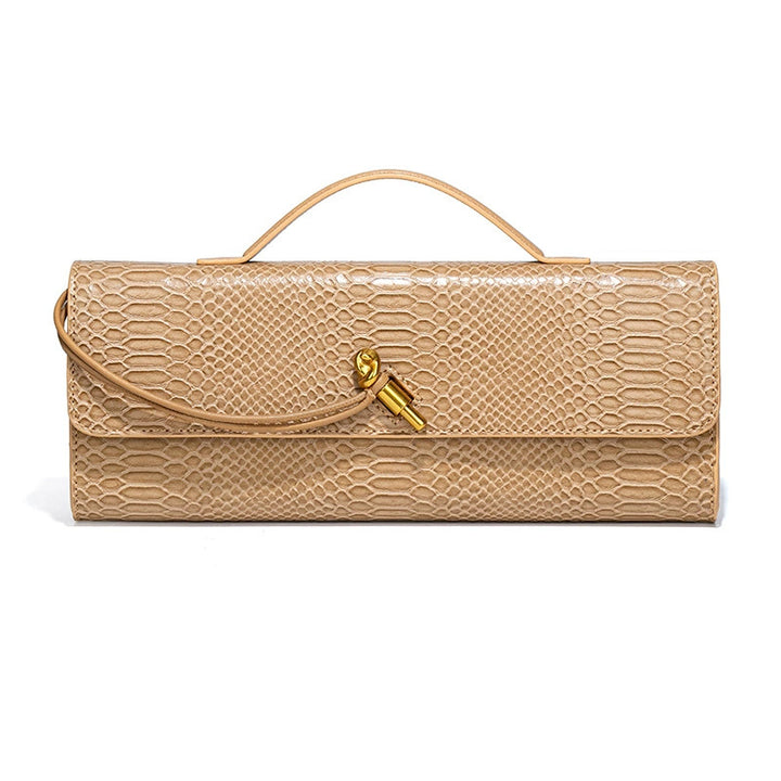 Damen Clutch mit schimmerndem Schlangenhautmuster Nord Taschen