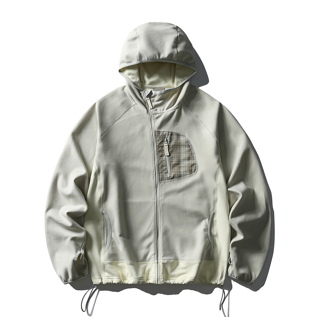 Unisex Leichte Tech-Fleece Kapuzenjacke mit Frontreißverschluss, Brust-Zip-Tasche und Kordelzugsaum Nord Taschen