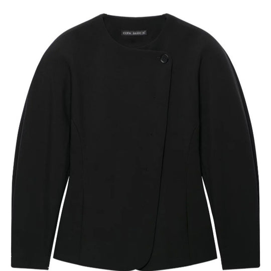 Damen Taillierte Blazerjacke mit asymmetrischer Knopfleiste und Rundhalsausschnitt Nord Taschen