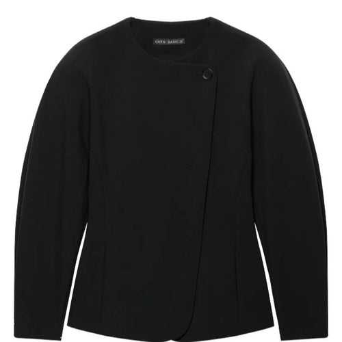 Damen Taillierte Blazerjacke mit asymmetrischer Knopfleiste und Rundhalsausschnitt Nord Taschen