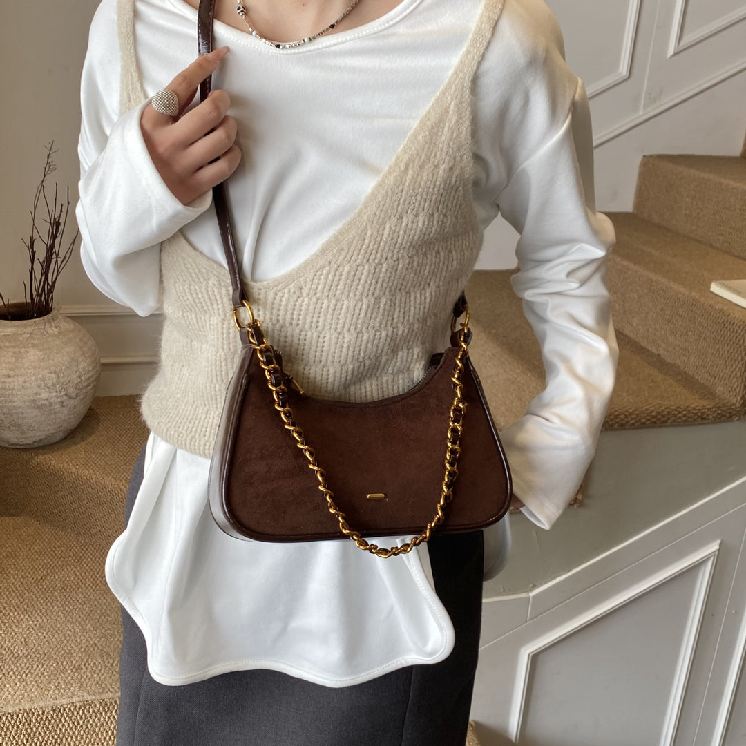 Damen modische Schultertasche im Vintage-Look mit Kettenriemen Nord Taschen