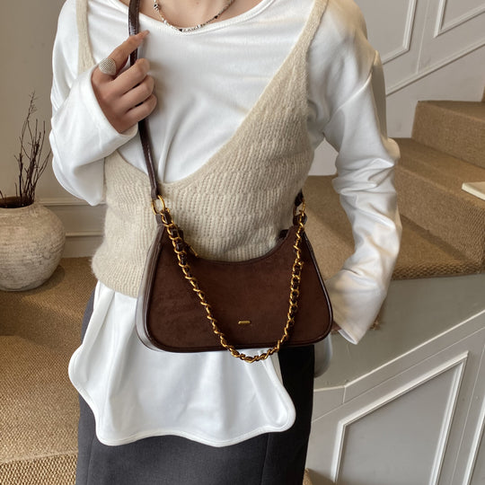 Damen modische Schultertasche im Vintage-Look mit Kettenriemen Nord Taschen
