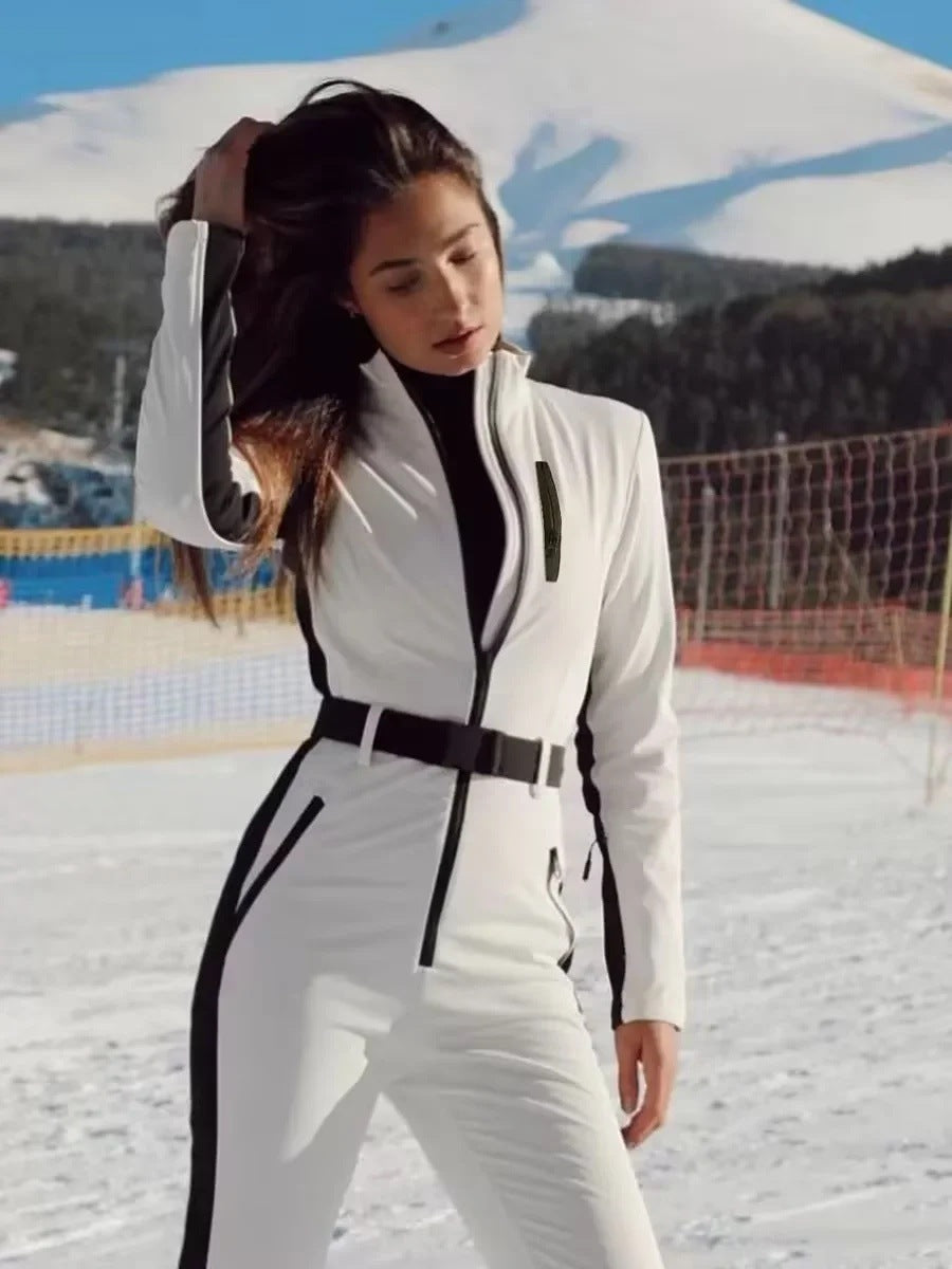 Damen 200+ taillierter Skioverall mit Taillengürtel und winddichter Funktionsmembran Nord Taschen