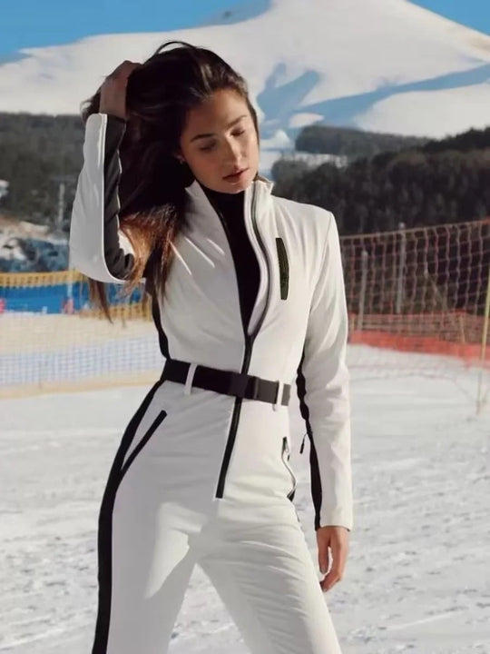 Damen 200+ taillierter Skioverall mit Taillengürtel und winddichter Funktionsmembran Nord Taschen