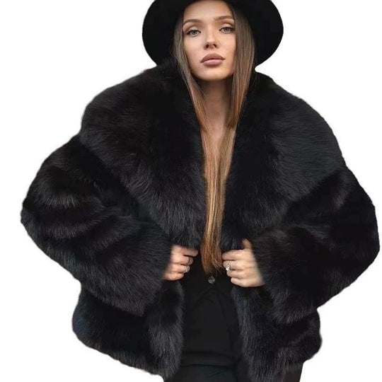 Damen Cropped Kunstpelz‑Bolero mit extraweichem Langflor und voluminösem Schalkragen Nord Taschen
