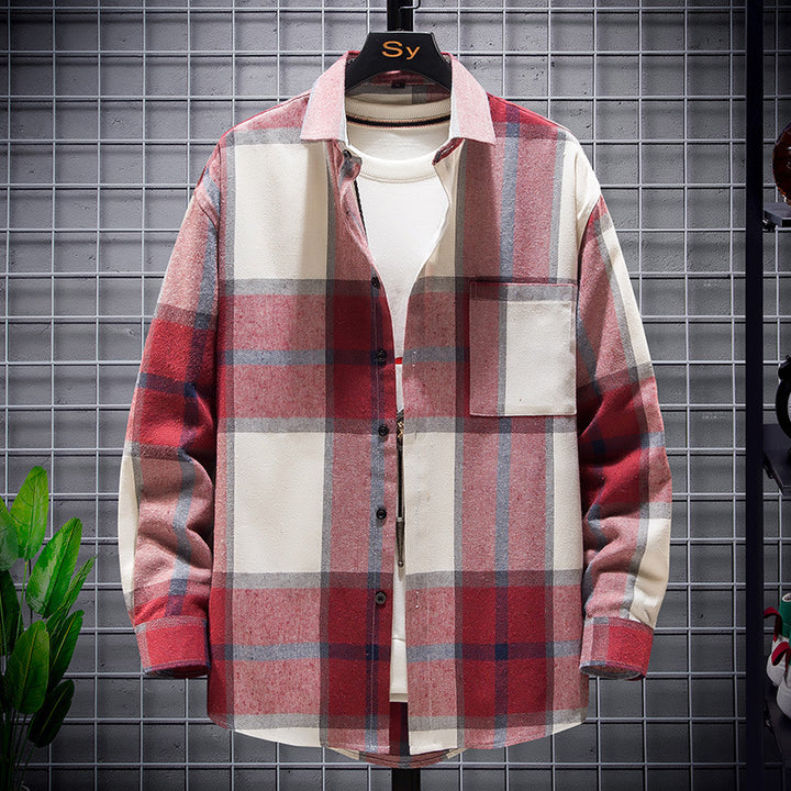 Herren karierte Flanell-Hemdjacke im Oversize-Schnitt mit aufgesetzter Brusttasche Nord Taschen