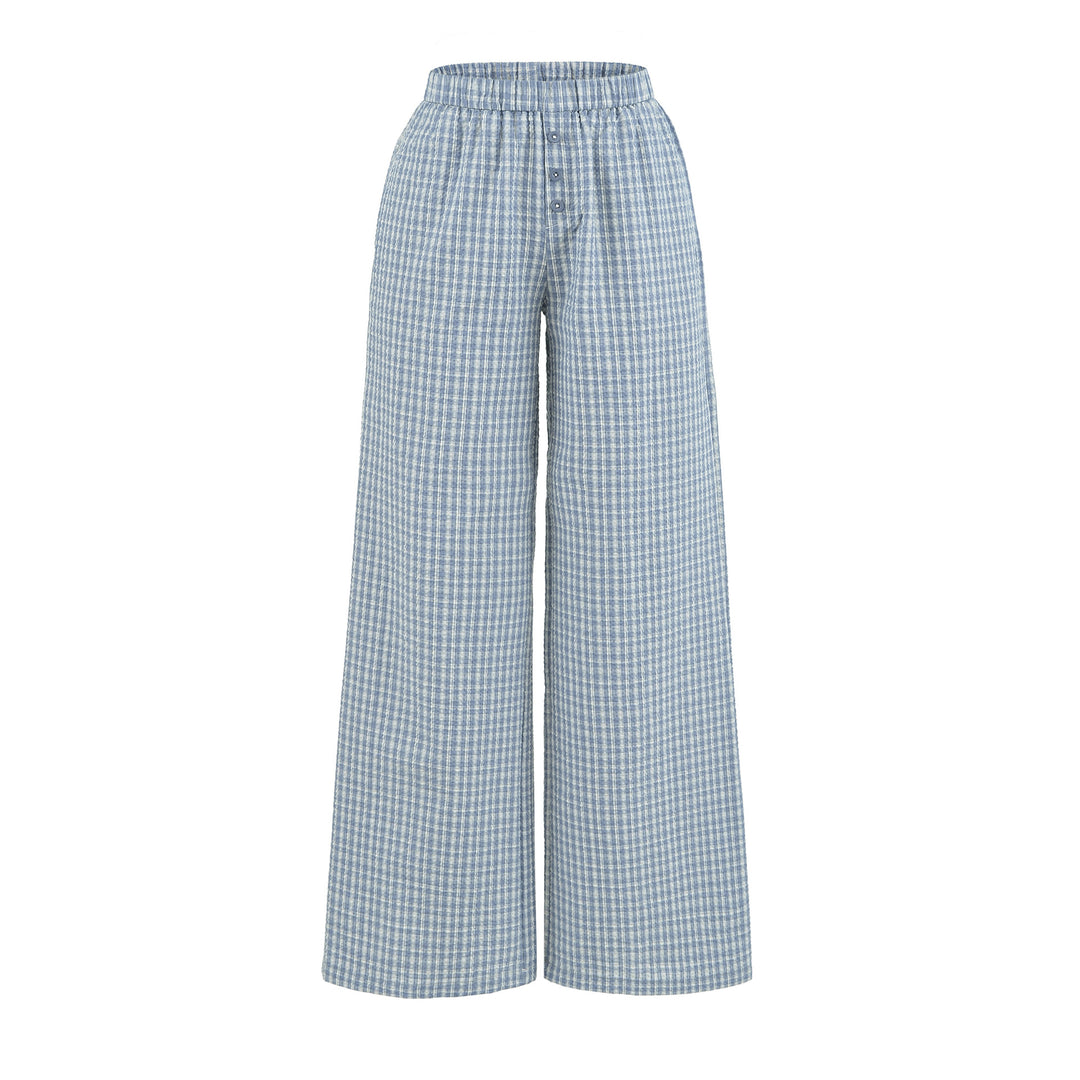 Damen Weite High-Waist Palazzo-Hose mit Gummibund und Knopfblende Nord Taschen