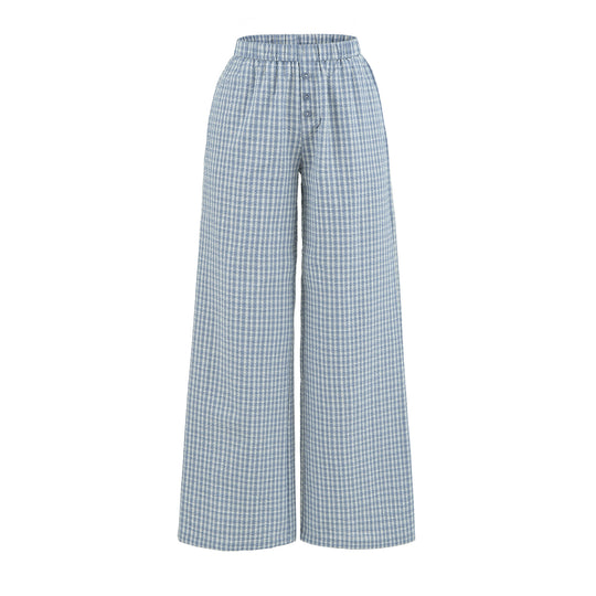 Damen Weite High-Waist Palazzo-Hose mit Gummibund und Knopfblende Nord Taschen