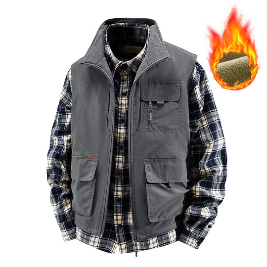 Herren Isolierte Outdoor-Arbeitweste mit hochschließendem Kragen, Fleece-Innenfutter und vielseitigen Organizer‑Taschen Nord Taschen