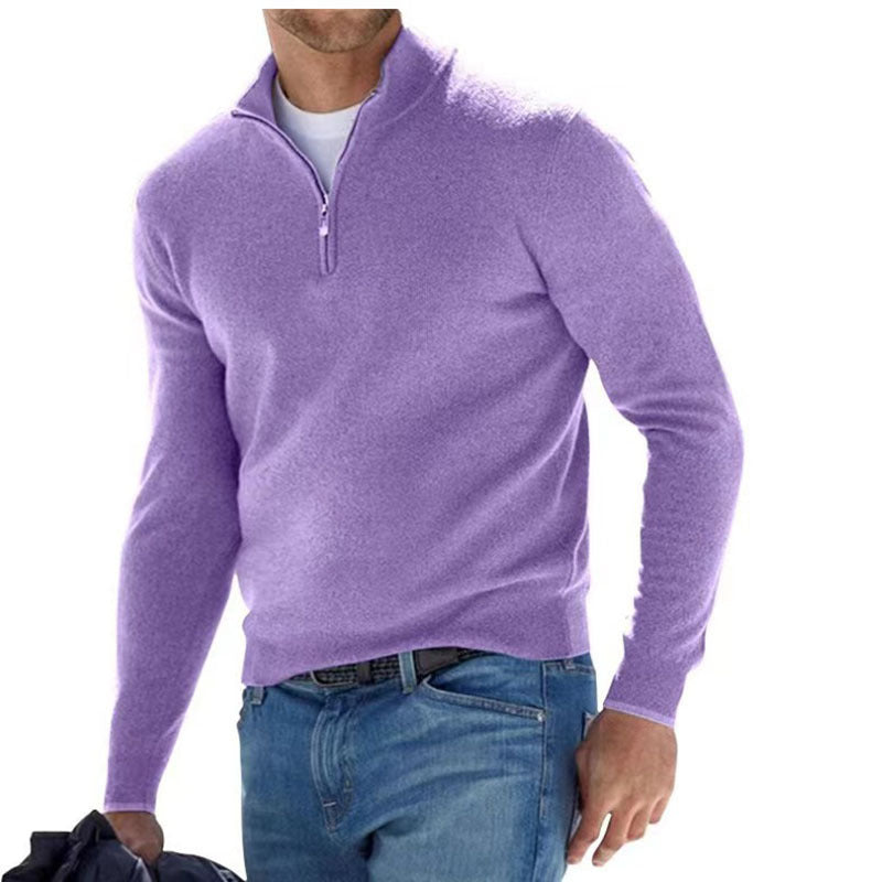 Herren Feiner Strickpullover mit kurzem Reißverschluss und Troyerkragen Nord Taschen