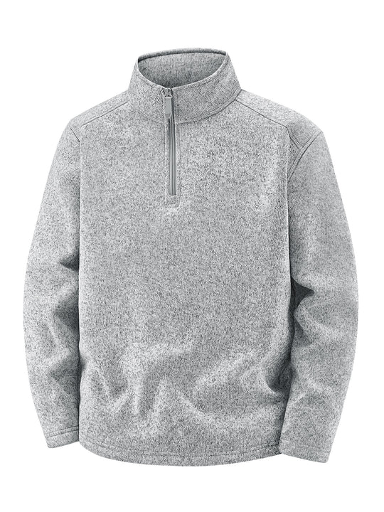Herren Thermischer Strick-Fleecepullover mit halbem Reißverschluss und Stehkragen Nord Taschen