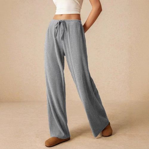 Damen weite Baumwoll-Haremshose mit hoher Taille und praktischem Kordelzug