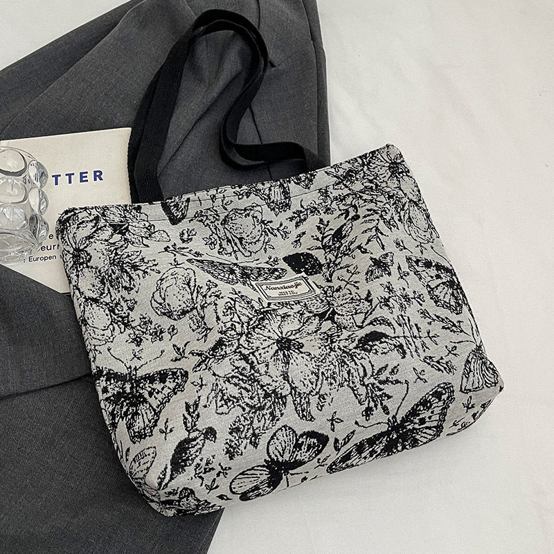 Damen Jute-Handtasche mit floralem Design Nord Taschen