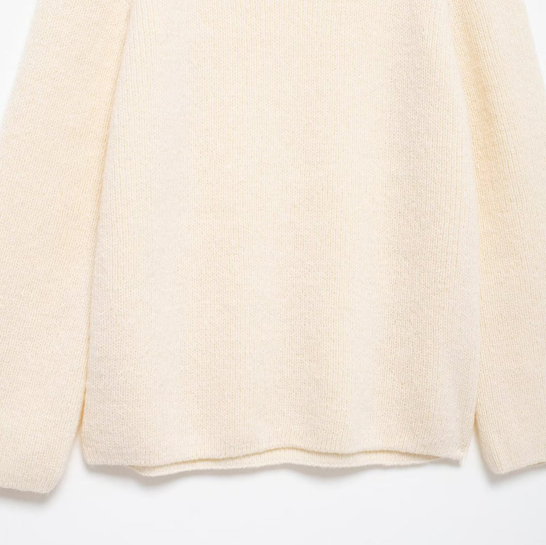 Damen Schulterfreier Oversize-Feinstrickpullover mit breitem Umschlagkragen Nord Taschen
