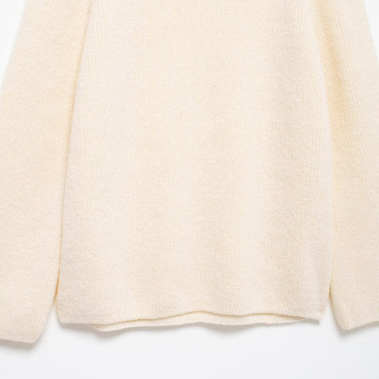 Damen Schulterfreier Oversize-Feinstrickpullover mit breitem Umschlagkragen Nord Taschen