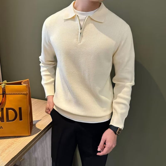 Herren Elegantes Pullover mit Stehkragen und Reißverschluss Nord Taschen