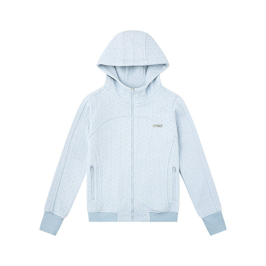 Damen Kapuzen-Strickjacke mit Zopfmuster, durchgehendem Reißverschluss und Eingrifftaschen Nord Taschen