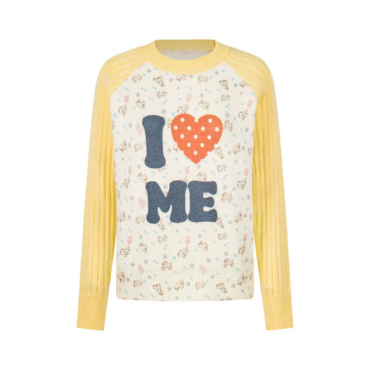 Damen Feinstrick-Pullover mit Applikations-Statement, gerippten Raglanärmeln und Mini-Print Nord Taschen