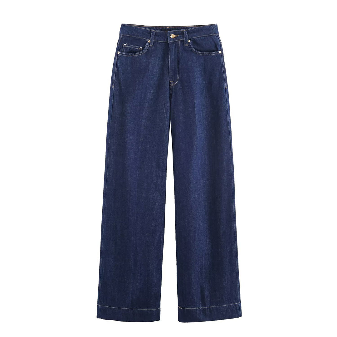 Damen 70+ hochgeschnittene Wide‑Leg Jeanshose mit hoher Taille und lässiger Culotte‑Silhouette Nord Taschen