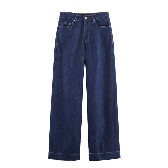 Damen 70+ hochgeschnittene Wide‑Leg Jeanshose mit hoher Taille und lässiger Culotte‑Silhouette Nord Taschen