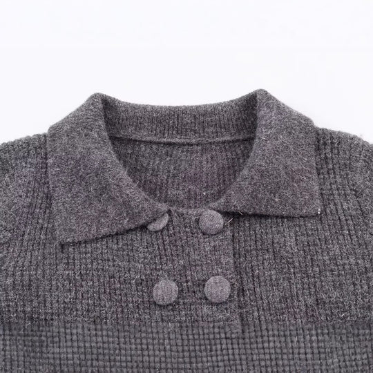 Damen Doppelreihige Bouclé-Jacke mit Schößchen, aufgesetzten Taschen und Hemdkragen Nord Taschen