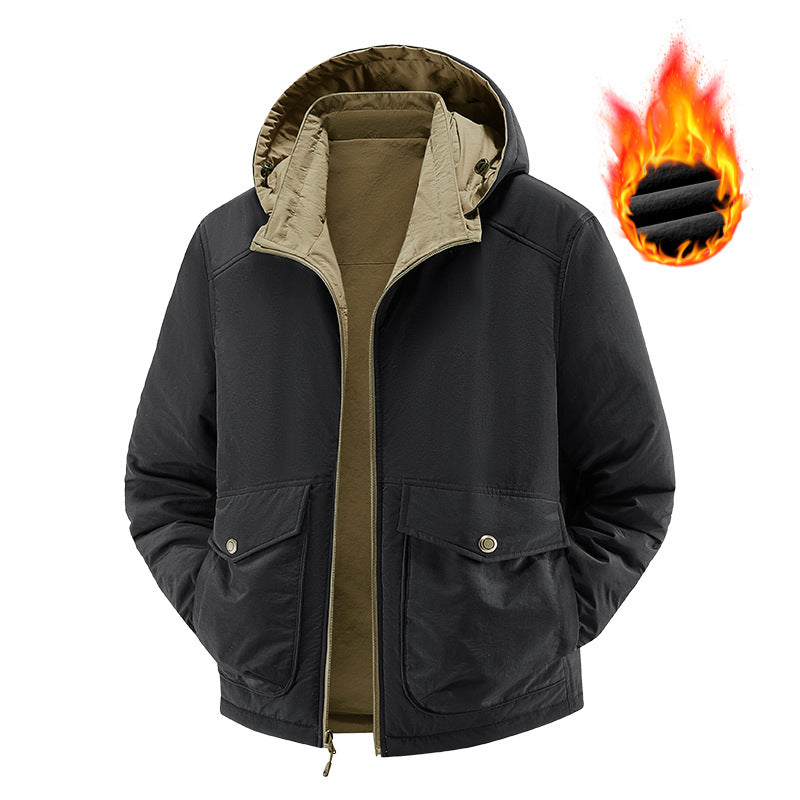 Herren Thermo-Fieldjacke mit Fleece-Innenfutter, Kapuze und Fronttaschen Nord Taschen