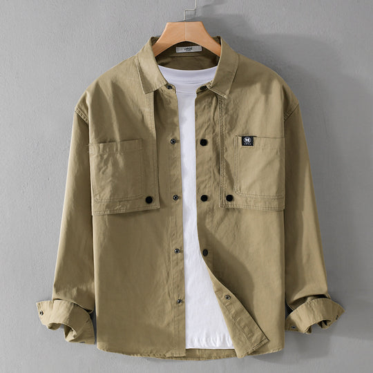 Herren Baumwoll-Overshirt mit Druckknopfleiste, Doppel-Brusttaschen und relaxed Fit Nord Taschen