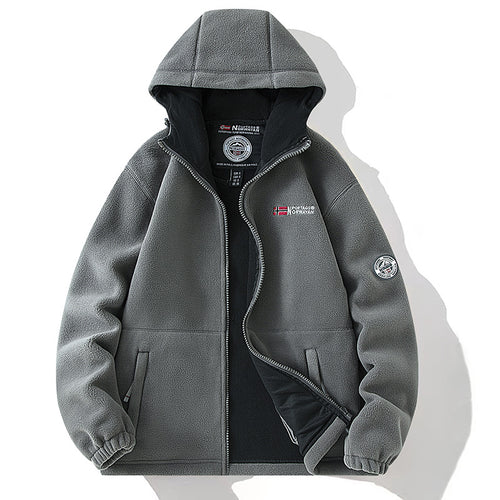 Damen Kapuzen-Fleecejacke mit wärmendem Teddyfutter und Reißverschluss Nord Taschen