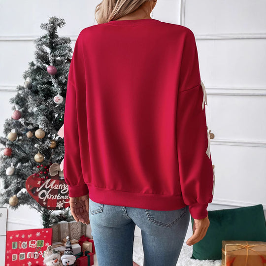 Damen Sweatshirt mit dekorischen Schleifen an den Ärmeln Nord Taschen