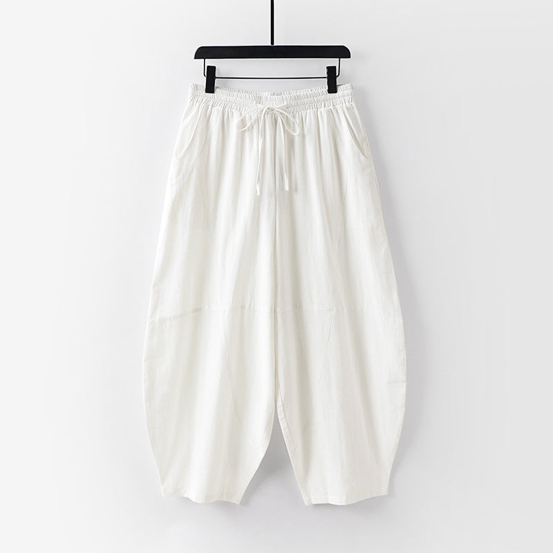 Damen Leichte Haremshose mit weitem Bein und elastischem Bund Nord Taschen
