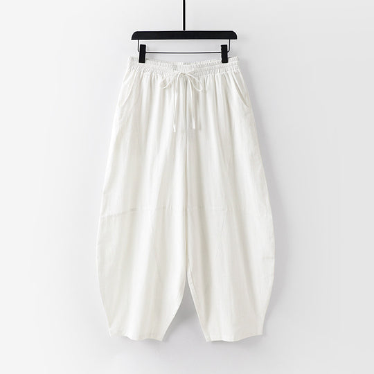 Damen Leichte Haremshose mit weitem Bein und elastischem Bund Nord Taschen
