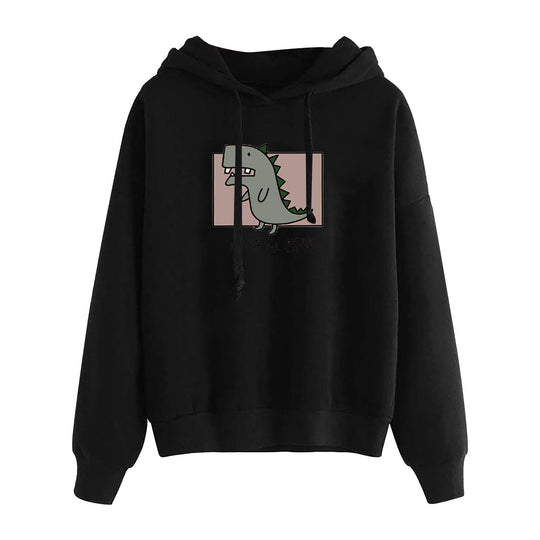 Damen nan kurz geschnittener Cropped-Kapuzenpullover mit niedlicher Frosch-Illustration und verstellbarer Kapuze Nord Taschen