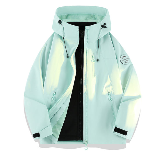 Damen Leichte wasserdichte Kapuzenjacke mit Teddy‑Charm und verdeckten Reißverschlusstaschen Nord Taschen