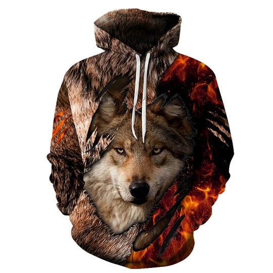 Unisex Kapuzenpullover mit kreativem Wolfsmotiv Nord Taschen