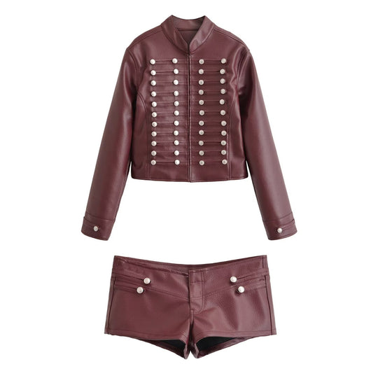 Damen Kurzjacke im Matrosen-Militärmix mit dekorativen Reihen und Stehkragen Nord Taschen