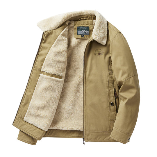 Men's  sherpa-lined canvas chore jacket with full fleece interior and zip closure Nord Taschen